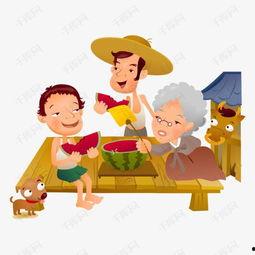 阿姨吃瓜素材图片高清,夏日清凉瞬间捕捉